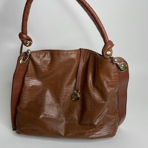 Californian Tan Snakeskin Print Leather Tote